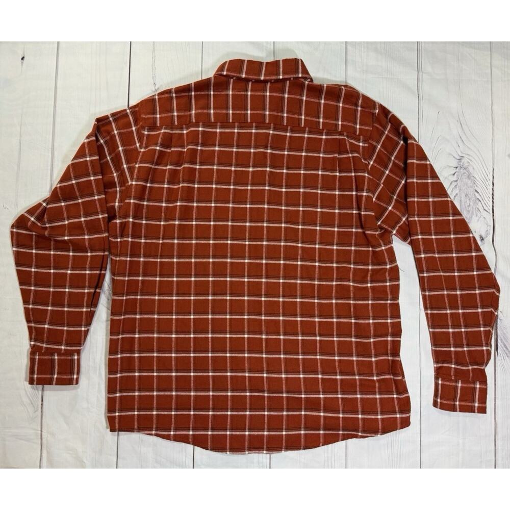 Wrangler Men’s Lightweight Flannel Shirt Orange Plaid Work Shirt Size XL - Picture 2 of 7